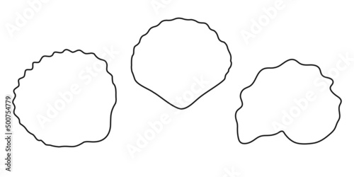 Set black outline shell or conch sign icon on white background. Vector clipart illustration