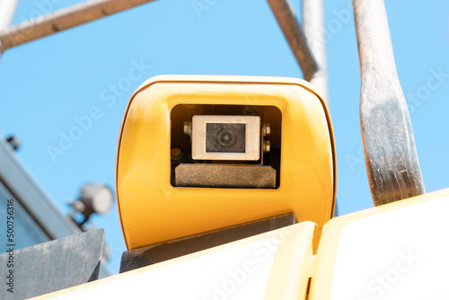 The reversing-side view camera system on an excavator to improve field of vision and eliminate black spots, increase safety, and improve productivity for the operator. photo