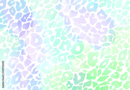Watercolor leopard animalier wallpaper in chilly colors