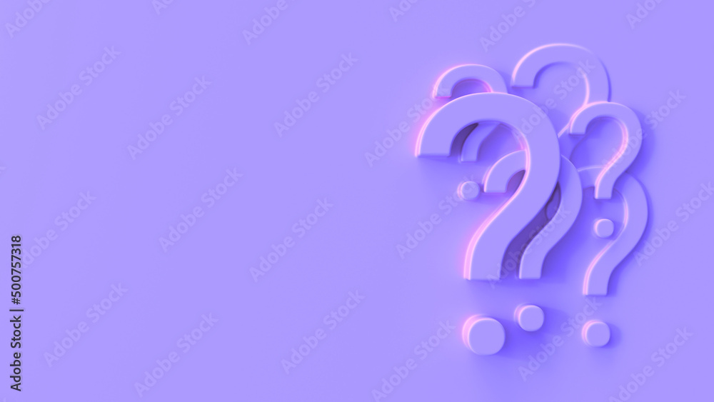 Large Question mark in purple colors 3d render.