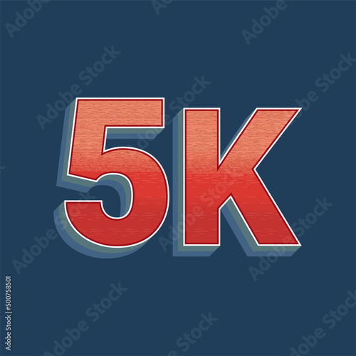 5K, 5000 Followers anniversary, retro vintage logo years, jubilee, greeting card. invitation. 3d  5k Retro vintage vector illustration on Regal Blue background.