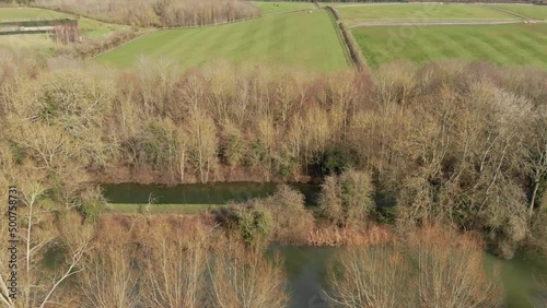 A slow transverse flight over the Cherwell Valley, UK in winter photo