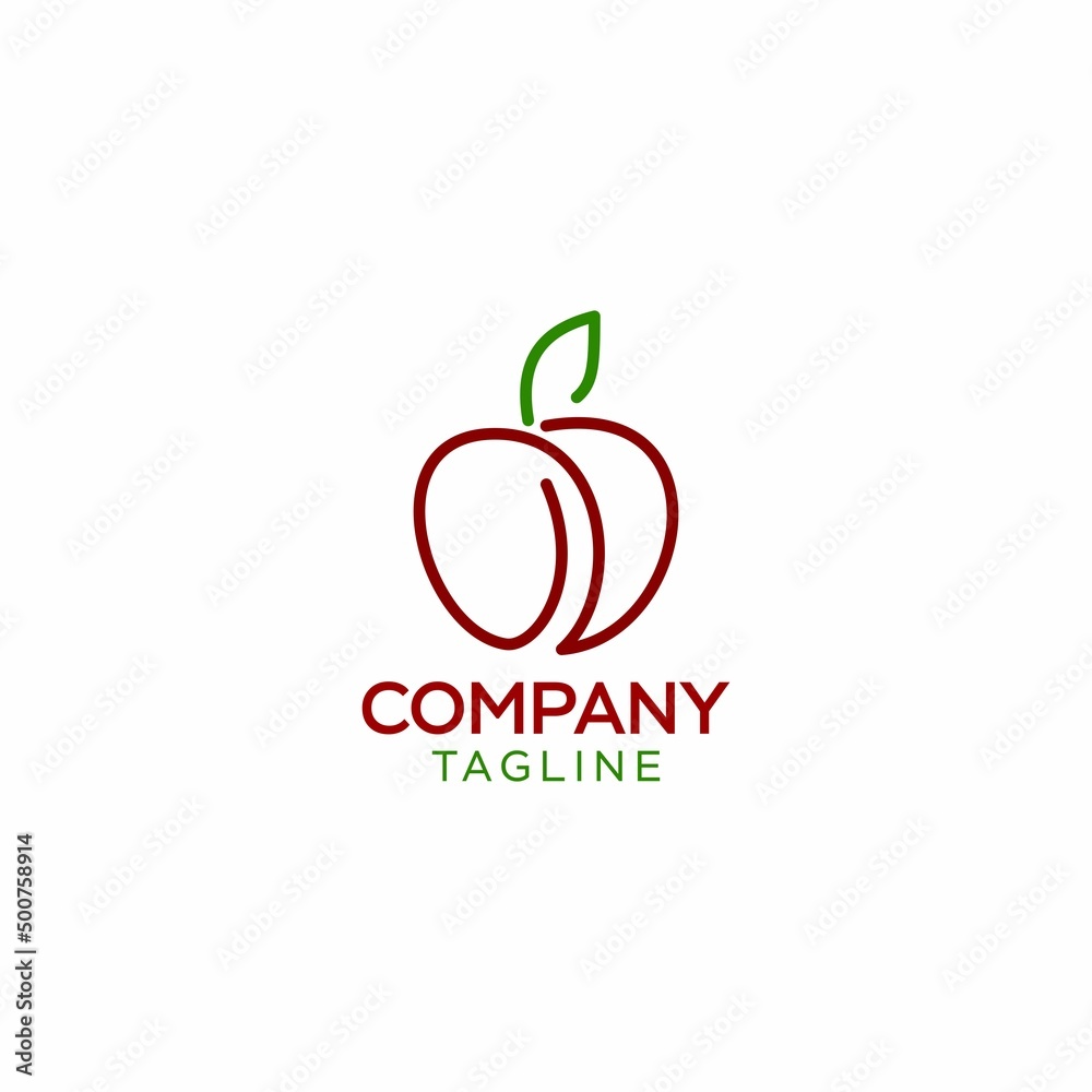 line art apple logo design template