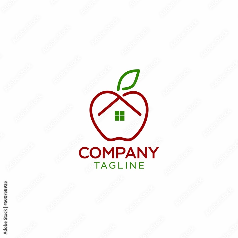 line art home apple logo design