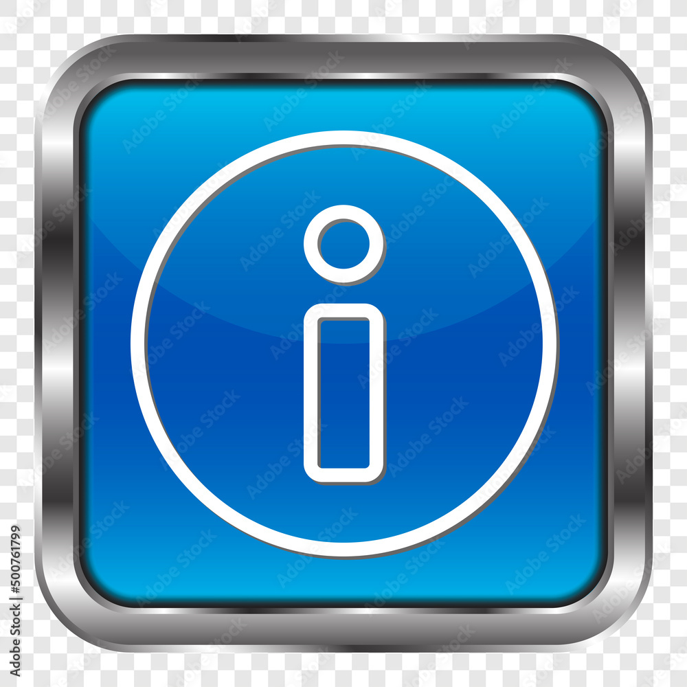 Information sign simple icon. Flat design. Metal, blue square button. Transparent grid.ai Information sign simple icon. Flat design. Metal, blue square button. Transparent grid.ai