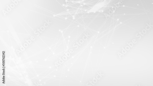 Abstract white gray polygon tech network with connect technology background. Abstract dots and lines texture background. 3d rendering.