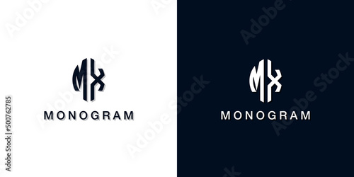 Leaf style initial letter MX monogram logo. photo