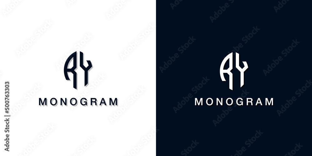 Leaf style initial letter RY monogram logo. - obrazy, fototapety, plakaty 