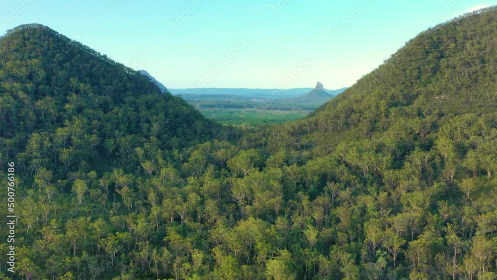 Aerial view of Mt Tunbubudla, Glass House Mountains, Queensland, Australia. Aerial view of Mt Tunbubudla, Glass House Mountains, Queensland, Australia.