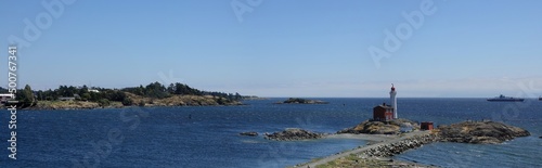 Panorama view of Fisgard Lighthouse at shores of Victoria Island BC Canada   © Rao Bandaru