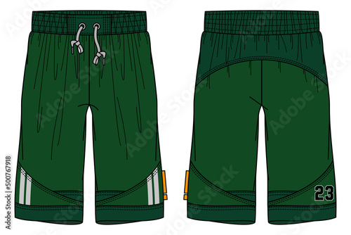 basketball Shorts jersey design vector template, Football shorts concept with front and back view for boxing, Soccer, Volleyball, Rugby, tennis, badminton and tracking active wear shorts design.