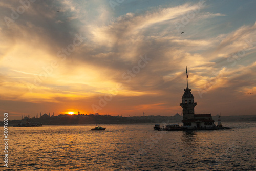 Maidens Tower in the Sunset Uskudar Istanbul Turkey