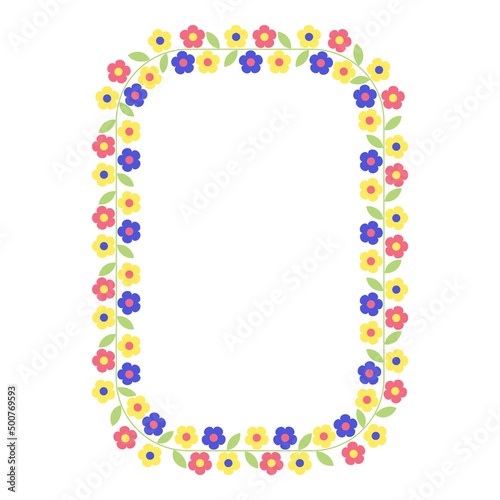 Rectangular floral frame. Size 4'' x 6'''. Flowers border. Aspect Ratio 2:3. For greeting card, wedding , birthday card, invitation. Vector illustration.