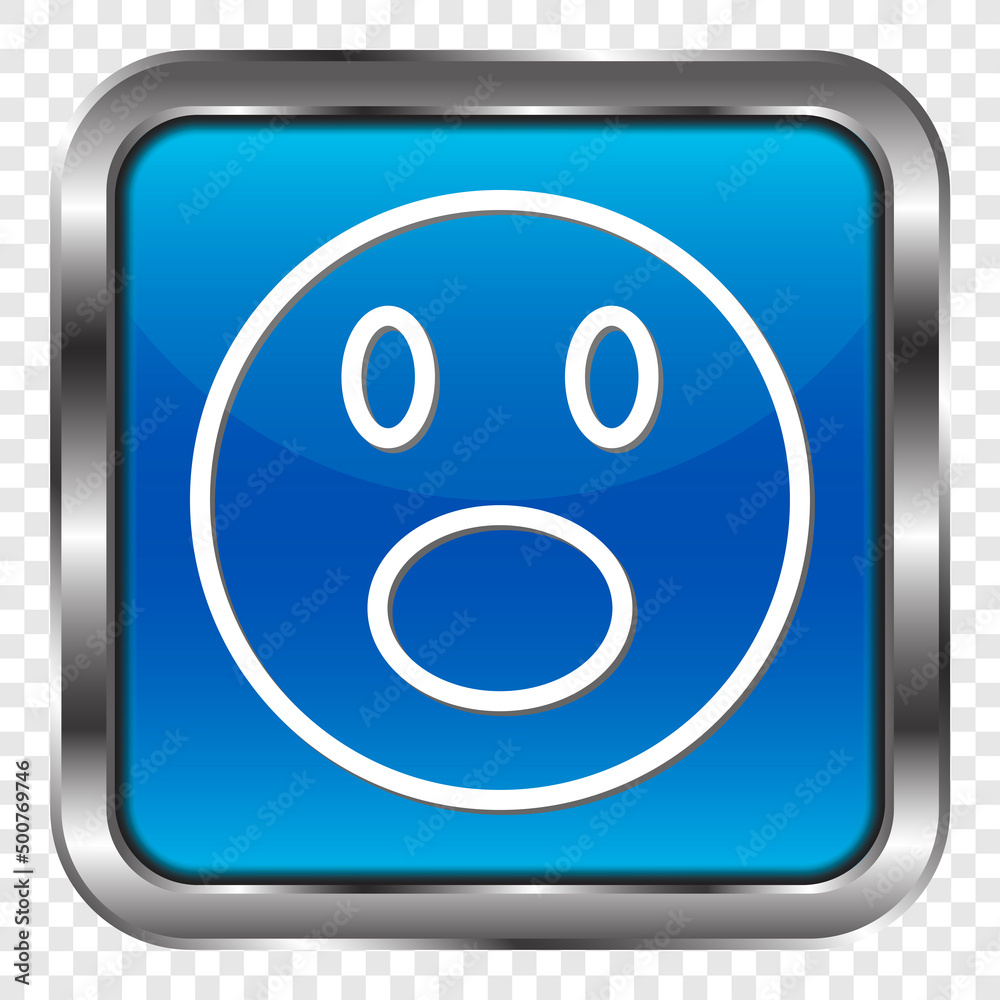 Smile vector simple icon. Flat design. Metal, blue square button. Transparent grid.ai Smile vector simple icon. Flat design. Metal, blue square button. Transparent grid.ai