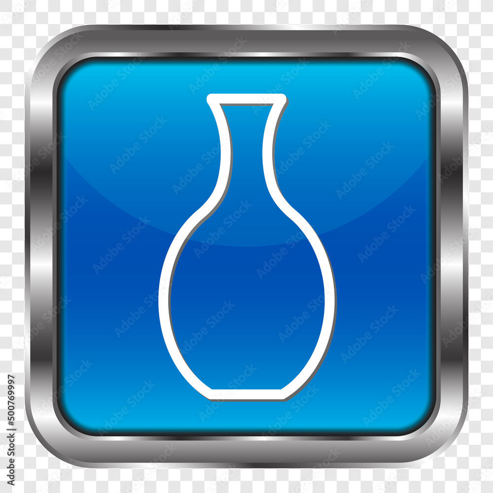 Vase simple icon vector. Flat design. Metal, blue square button. Transparent grid.ai Vase simple icon vector. Flat design. Metal, blue square button. Transparent grid.ai
