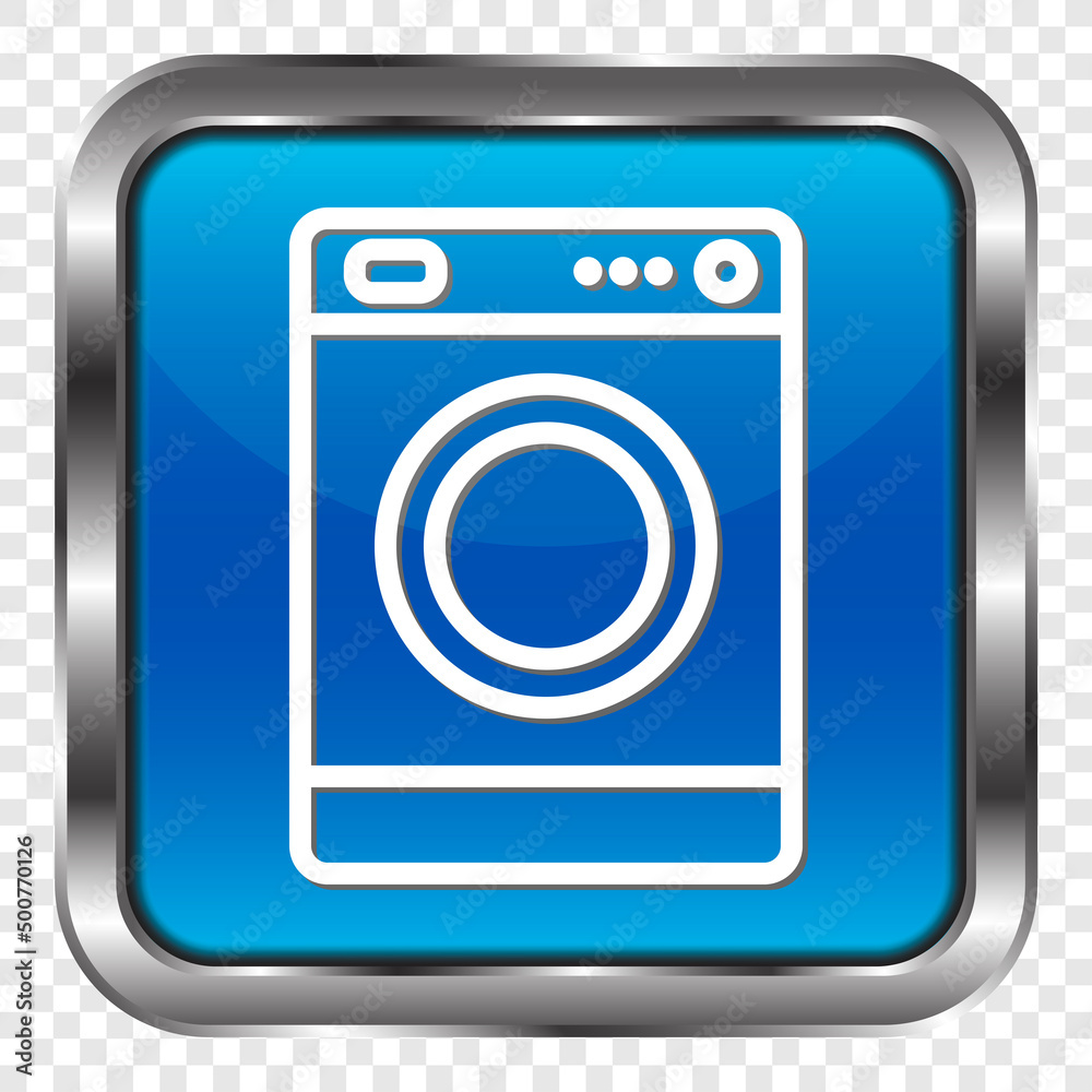 Washer simple icon vector. Flat design. Metal, blue square button. Transparent grid.ai Washer simple icon vector. Flat design. Metal, blue square button. Transparent grid.ai