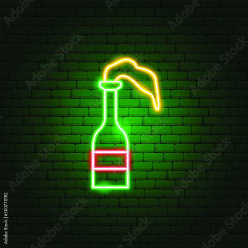 Molotov Cocktail Neon Sign. Vector Illustration of Weapon Promotion.