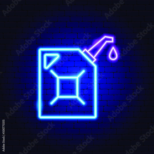 Petrol Cistern Neon Sign. Vector Illustration of Energy Promotion.