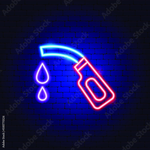 Petroleum Neon Sign. Vector Illustration of Gas Promotion.