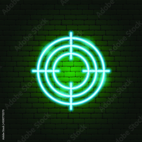 Sniper Scope Neon Sign. Vector Illustration of Weapon Promotion.