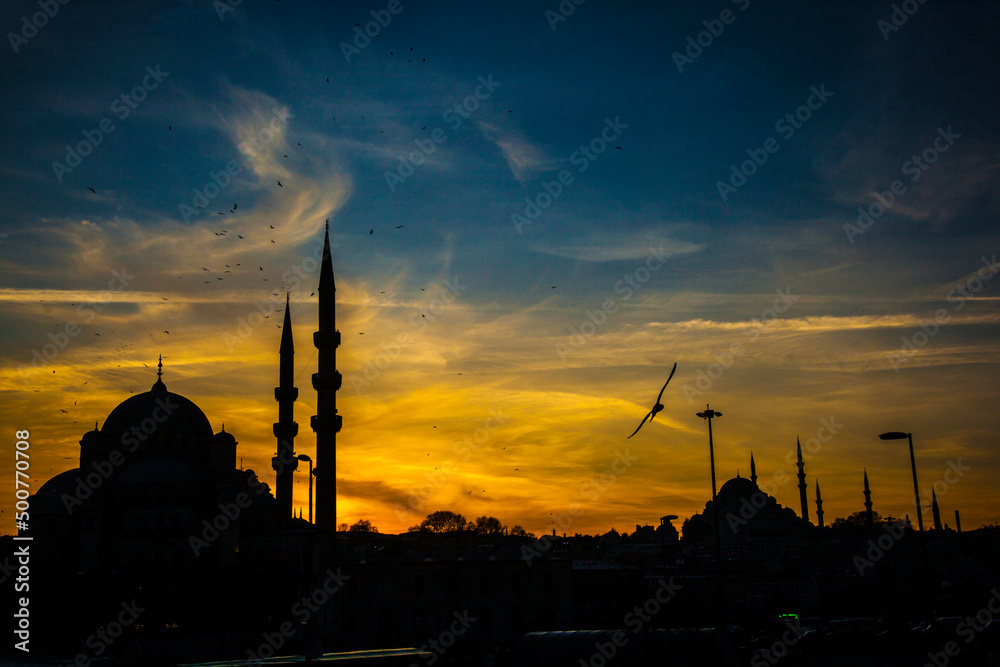 Suleymaniye Mosque in the Sunset, Fatih Istanbul Turkey
