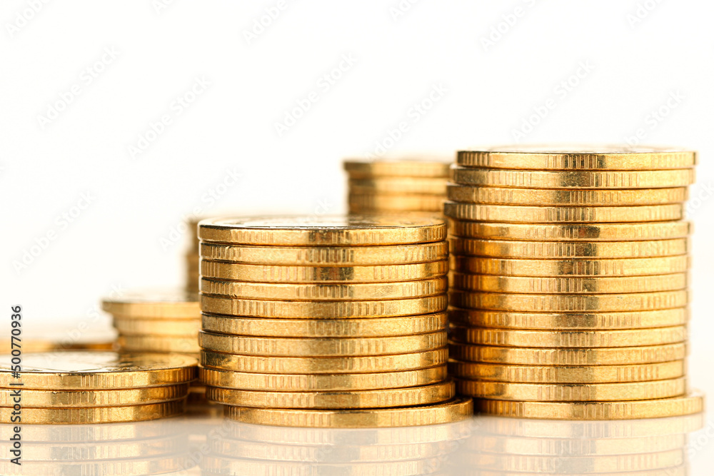 Gold coins stacked, Finance and money exchange investment as concept Gold coins stacked, Finance and money exchange investment as concept