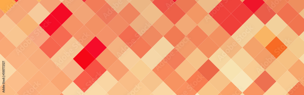 Abstract orange gradient diagonal square mosaic banner background. Vector illustration.