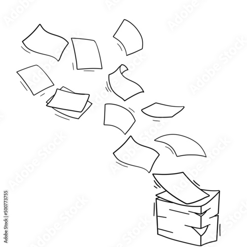 Flying Paper. Blank sheet. Thrown object. White trash. Cartoon flat illustration.