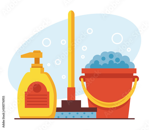 Cleaning tools isolated concept. Vector flat graphic design illustration