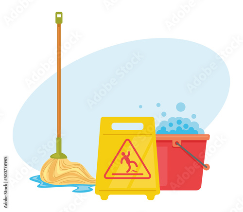 Cleaning tools isolated concept. Vector flat graphic design illustration