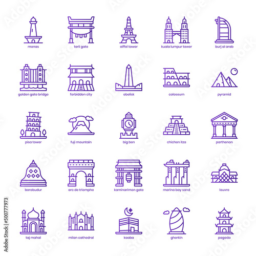 Photography Landmark icon pack for your website design, logo, app, UI