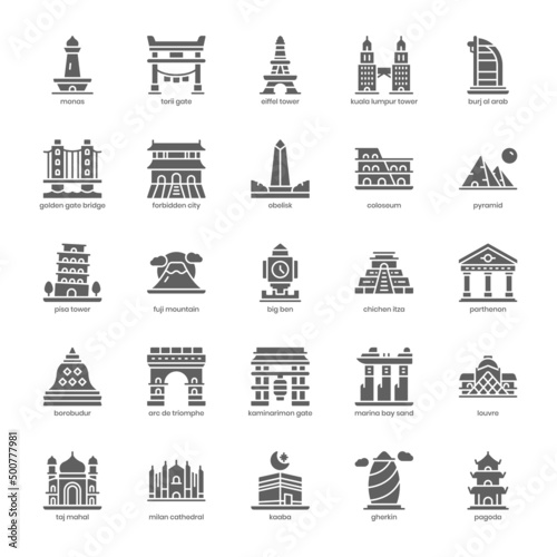 Canvas Print Landmark icon pack for your website design, logo, app, UI
