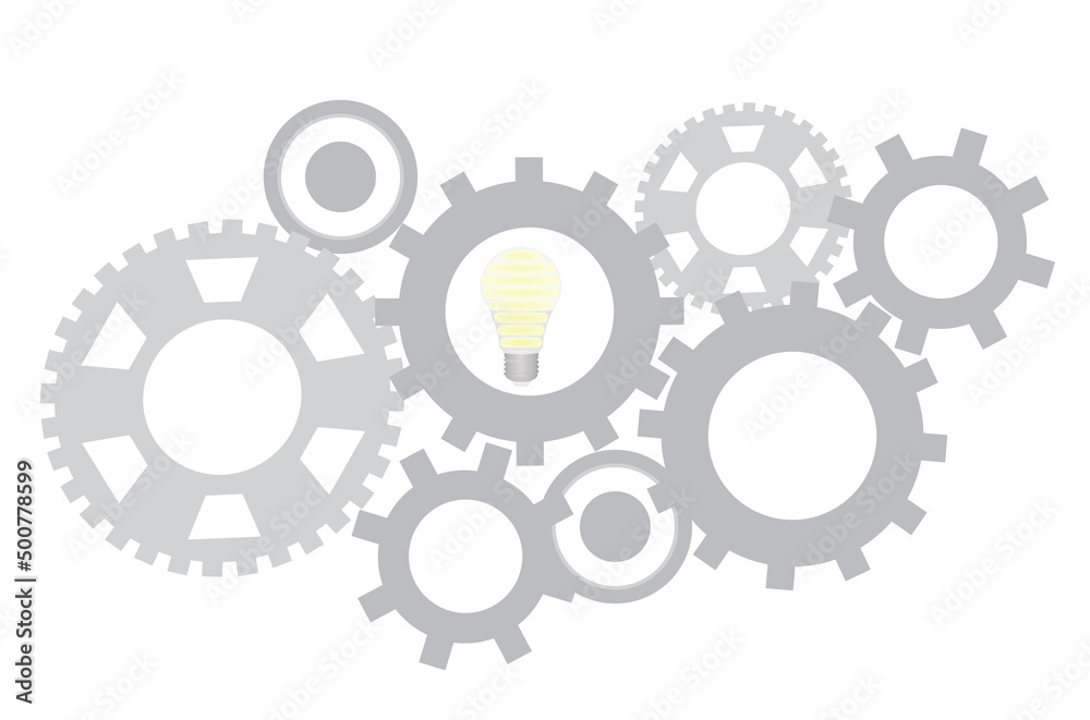 Idea concept. Bulb in machinery. vector Idea concept. Bulb in machinery. vector