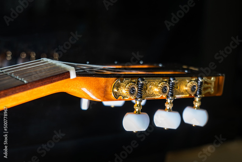 classical guitar - musical instruments closeup - Spanish guitar with nylon strings for classical music and flamenco 