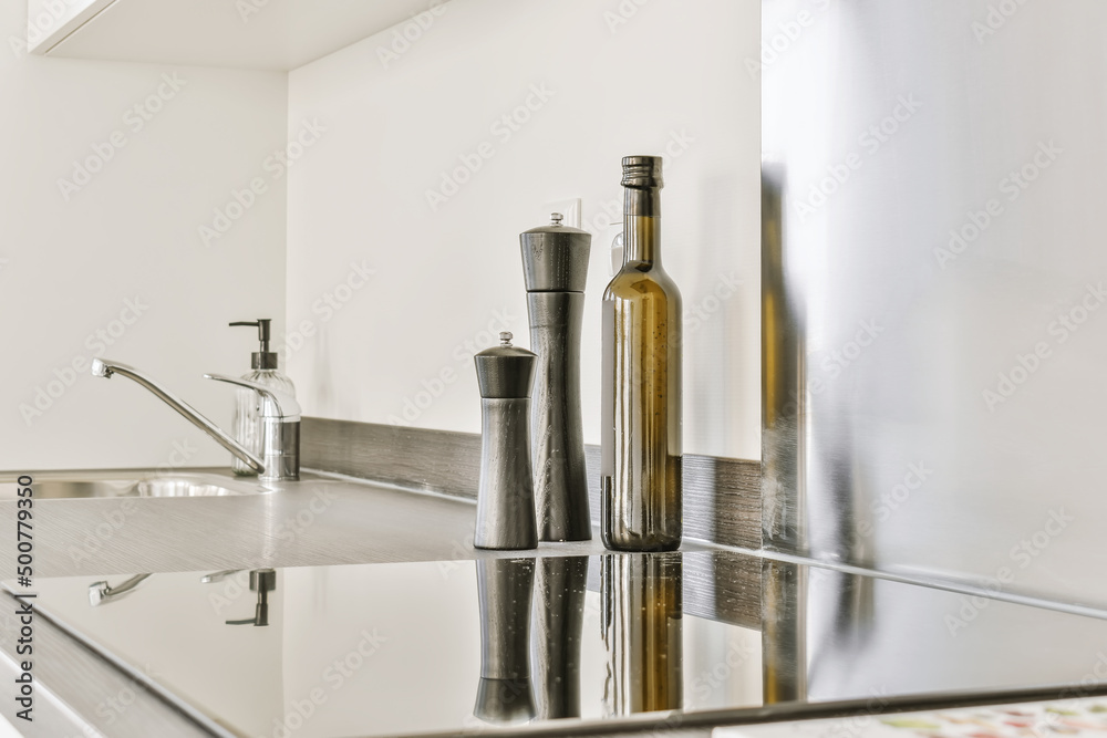 Interior of kitchen with various appliances Interior of kitchen with various appliances