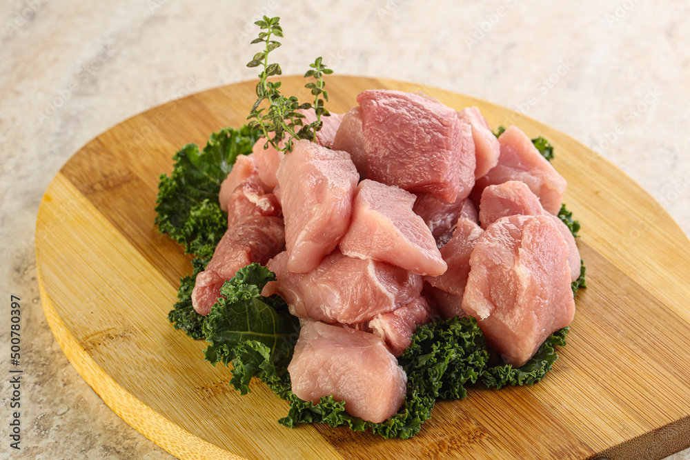 Raw pork meat cubes for coocking Raw pork meat cubes for coocking