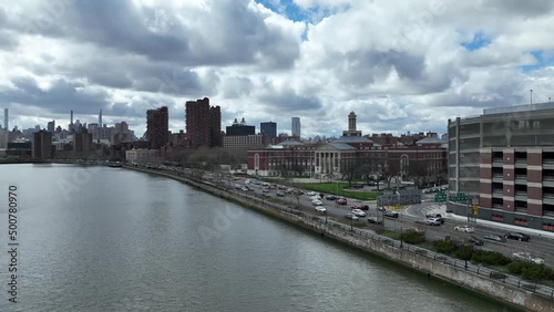 cars driving on FDR drive in East Harlem New York City photo