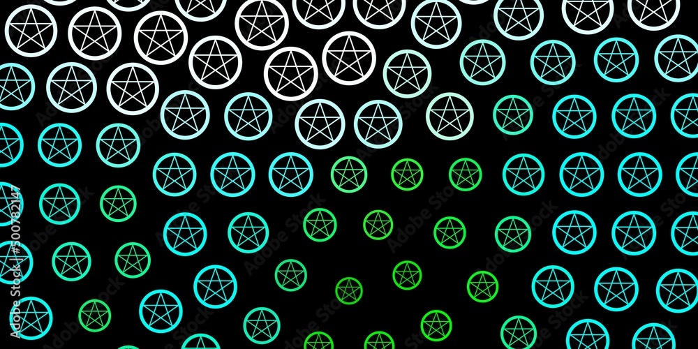 Dark Blue, Green vector template with esoteric signs. Dark Blue, Green vector template with esoteric signs.