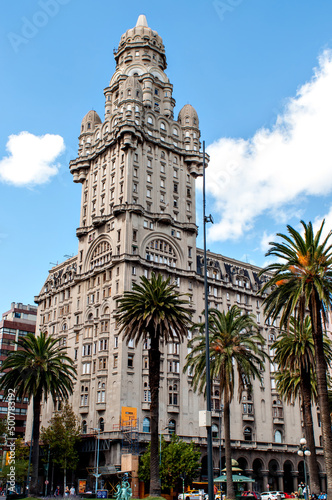 Beautiful Palacio Salvo at Plaza Independencia in Montevideo, Uruguay.
