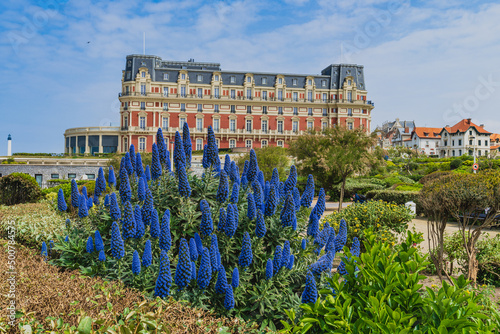 Biarritz, France, April 18, 2022. Luxurious Palace Hotel in the coastal city of Biarritz in France