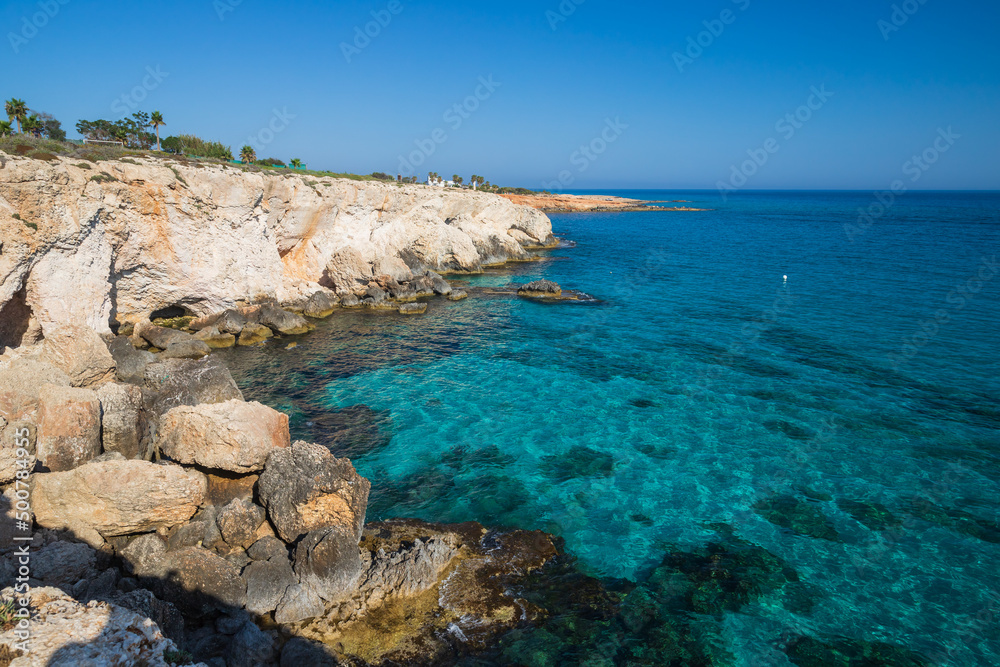 Coastal view of Mediterranean Sea. Landscape of Ayia Napa
