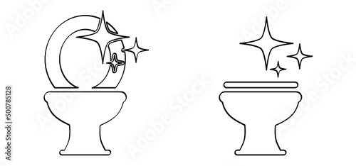 please keep toilet clean. WC icon or pictogram. Toilets seat label. World toilet day concept. Restroom or bathroom symbol or logo. Vector toilets man or woman urinate to cleanup. toilet equipment.