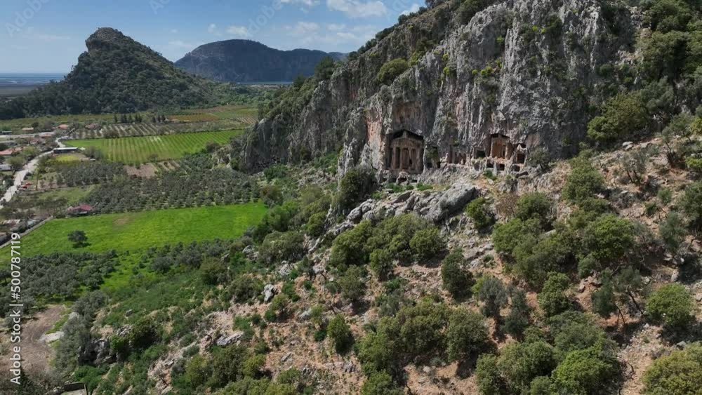 Dalyan River and Rock Tombs Drone Video, Dalyan Ortaca, Mugla Turkey Dalyan River and Rock Tombs Drone Video, Dalyan Ortaca, Mugla Turkey