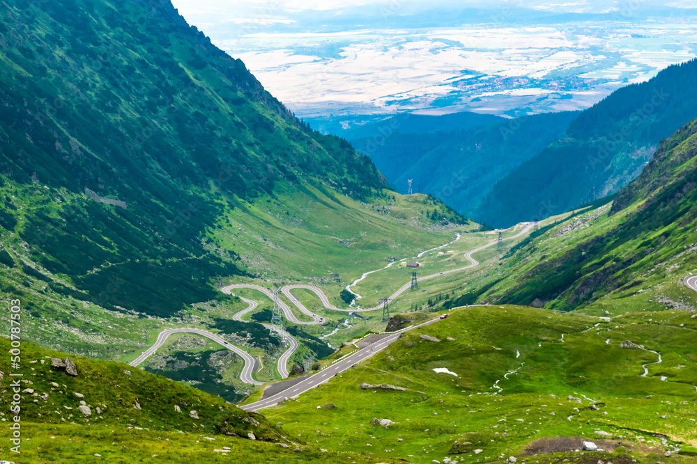 Naklejka premium Transfagarasan mountains road, is one of the most beautiful roads in the world. Carpathians. Romania.