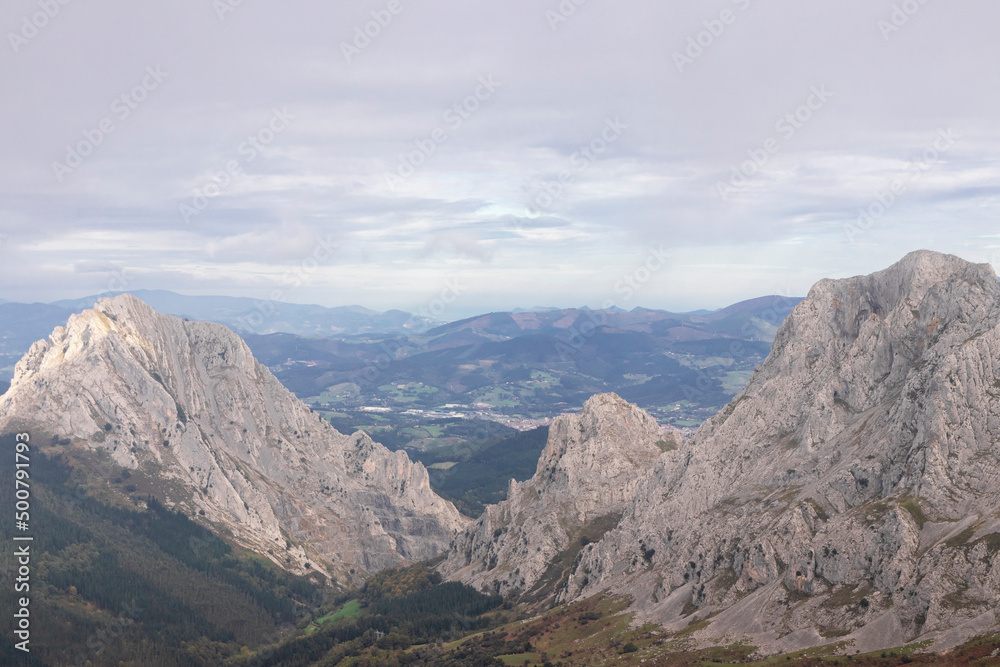 mountains in the urkiola natural park in northern spain