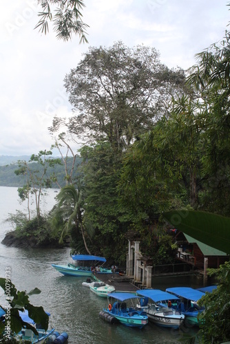 Boats at a dock in Drake Bay in the Osa Peninula of Costa Rica