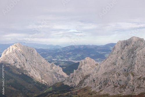 mountains in the urkiola natural park in northern spain