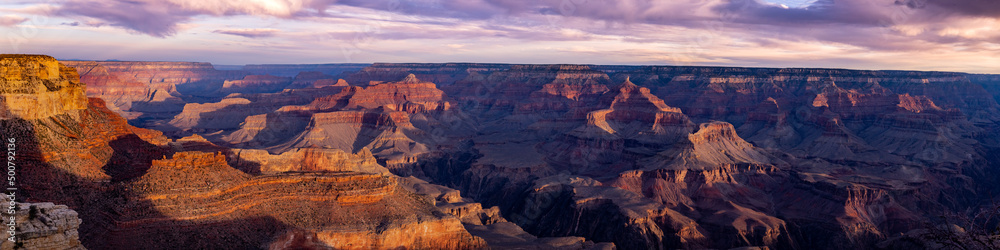 Panorama of Morning In The Grand Canyon Near Yavapai Geology Museum