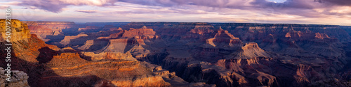 Panorama of Morning In The Grand Canyon Near Yavapai Geology Museum