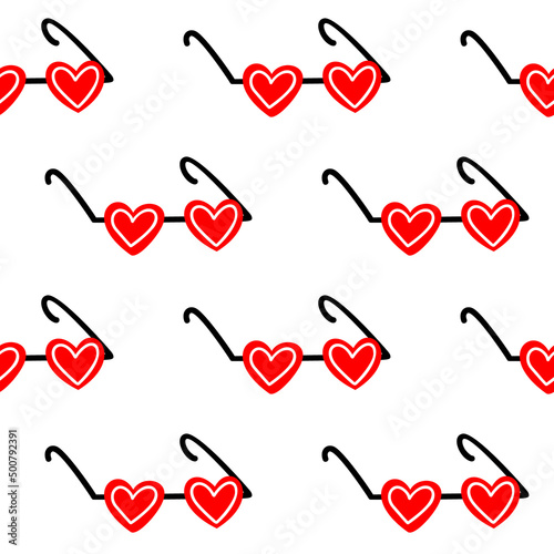 Seamless background with heart-shaped glasses. Pattern for Valentines Day. Vector illustration